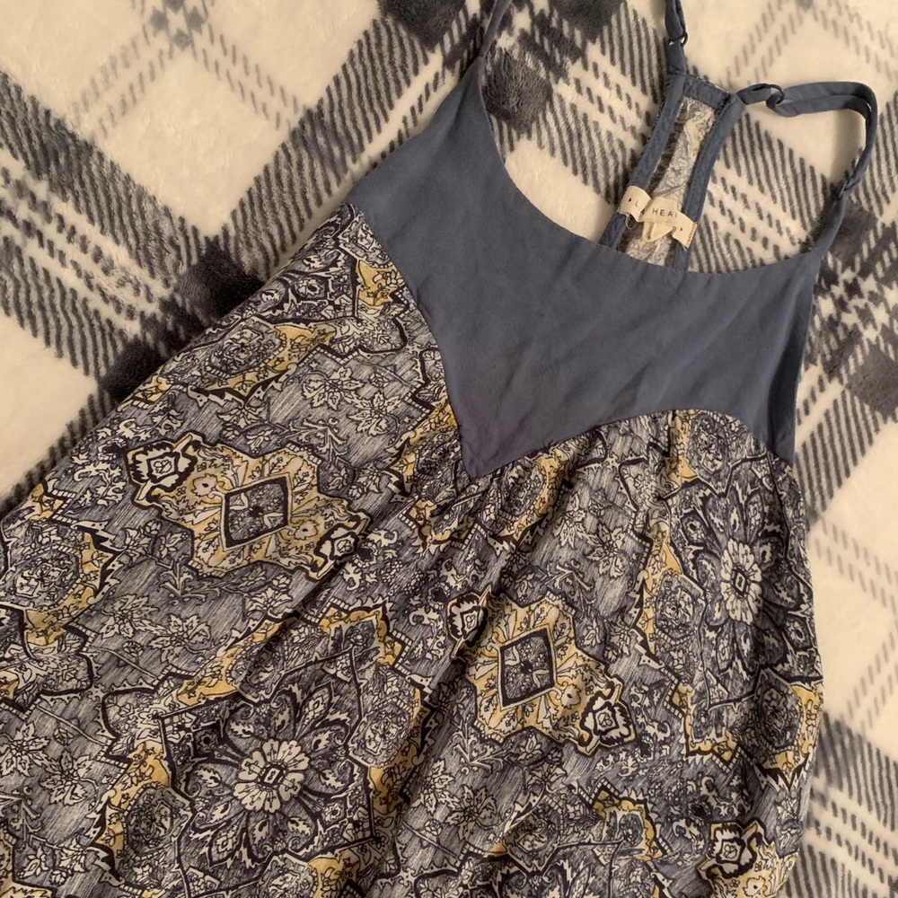 Blue Printed Racer Back Mini Dress